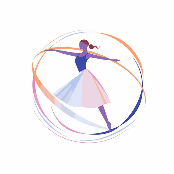 Bailarina Balé Forma Círculo Ilustração Vetorial — Vetor de Stock