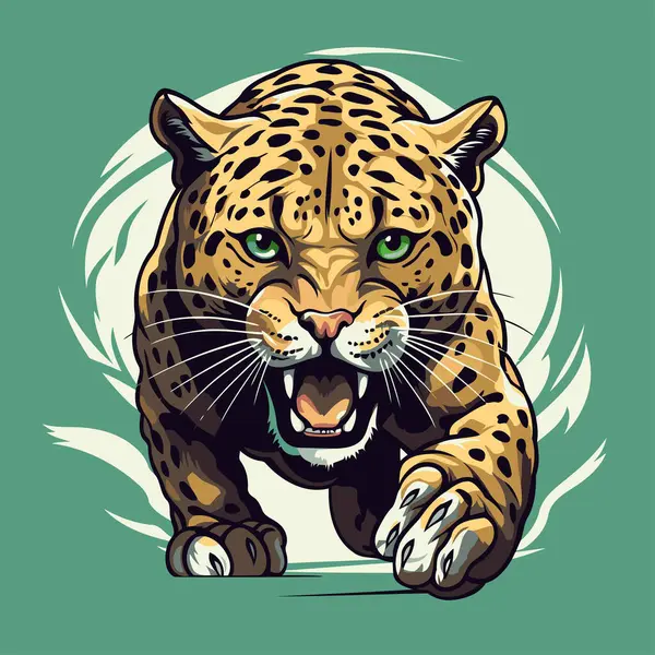 ジャガーまたは緑色の目でヒョウ ベクトルイラスト — ストックベクタ
