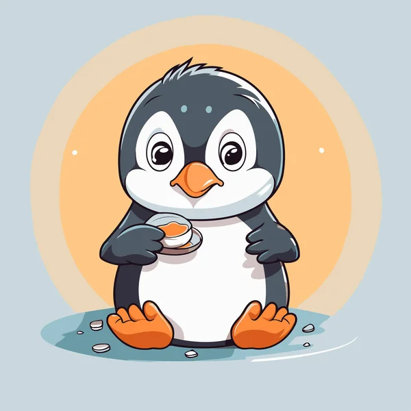 Симпатичная Иллюстрация Вектора Мультфильмов Про Пингвинов Симпатичный Мультяшный Пингвин — стоковый вектор