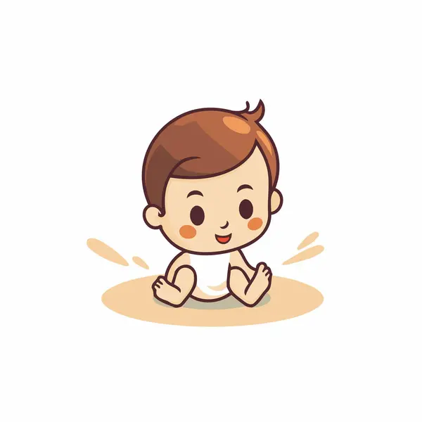 Carino Piccolo Bambino Ragazzo Cartone Animato Vettore Illustrazione Bianco Sfondo — Vettoriale Stock