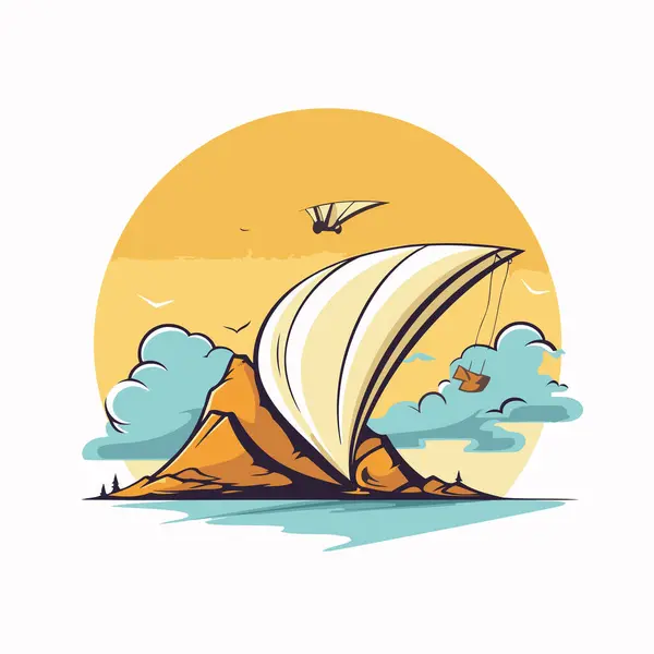 Плавание Морю Векторная Иллюстрация Парусника — стоковый вектор