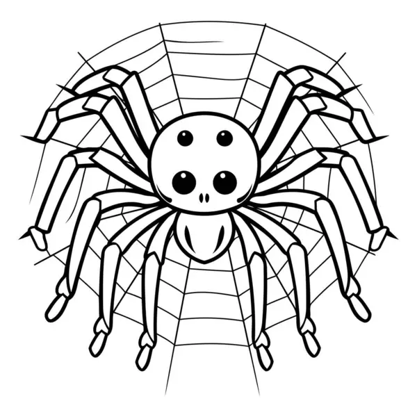 Musta Valkoinen Hämähäkki Eristetty Valkoisella Pohjalla Vektorikuvitus Värityskirjaa Varten — vektorikuva