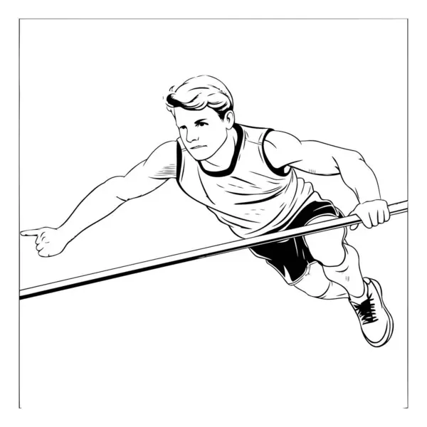 Vektor Illustration Eines Männlichen Leichtathleten Beim Zieleinlauf — Stockvektor