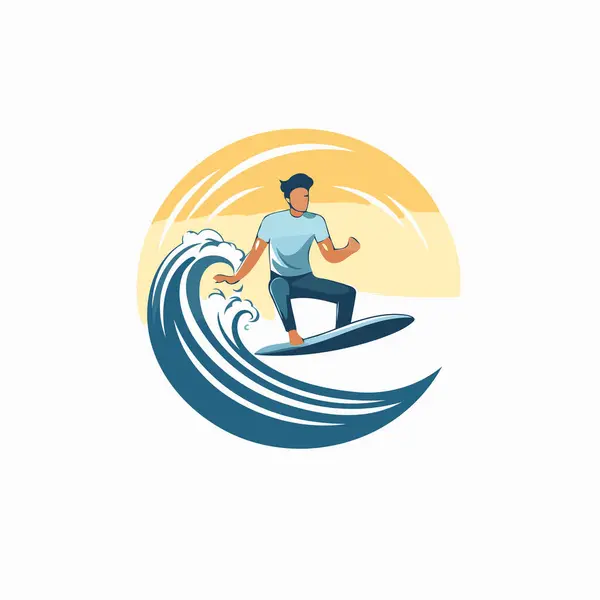 Surfer Vector Icon Design Template Surfer Logo Design Template — Stock Vector