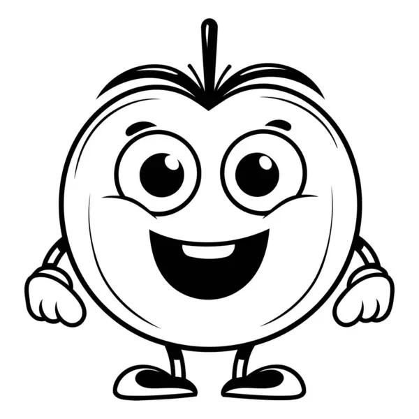 Happy Apple Cartoon Maskottchen Charakter Mit Lächelndem Gesicht Vektor Illustration — Stockvektor