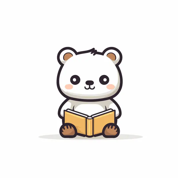 Cute Panda Reading Book Vector Illustration Cartoon Style — Stock Vector