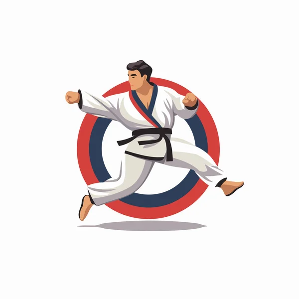Taekwondo Fighter Kimono Vector Illustration — Stock Vector