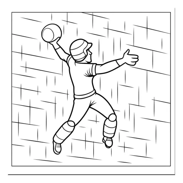 Hand Drawn Vector Illustration Drawing Football Player Jumping Ball — Stock Vector