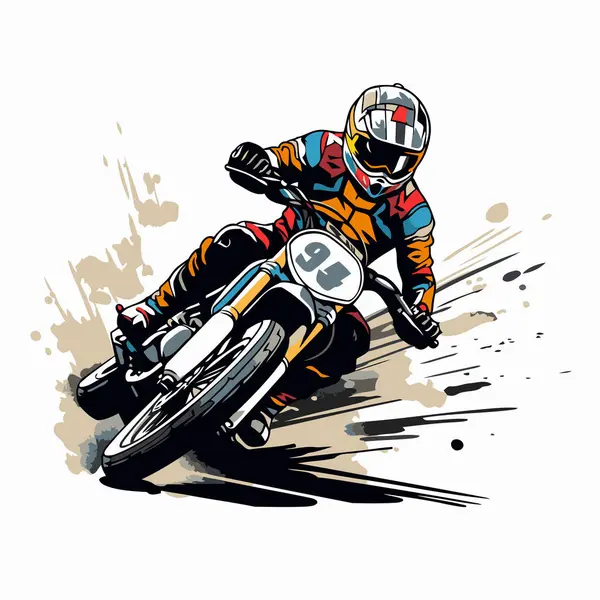 Motocross Jeździec Wyścigu Ilustracja Wektorowa Motocyklisty — Wektor stockowy