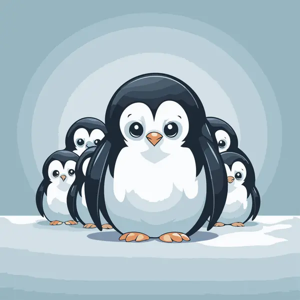 Nette Pinguin Familie Vektorillustration Einer Cartoon Pinguinfamilie — Stockvektor