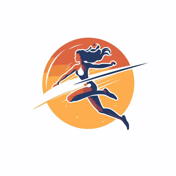 Laufende Frau Logo Vorlage Vektor Illustration Einer Sportlerin Die Mit — Stockvektor