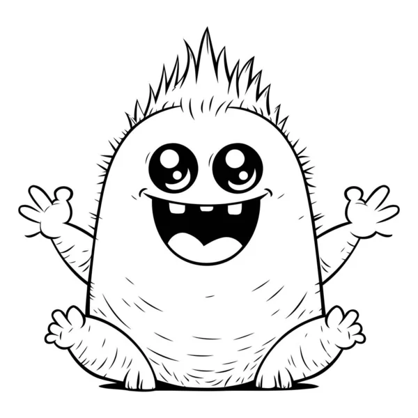 Black White Cartoon Illustration Funny Monster Character Coloring Book — Stock Vector