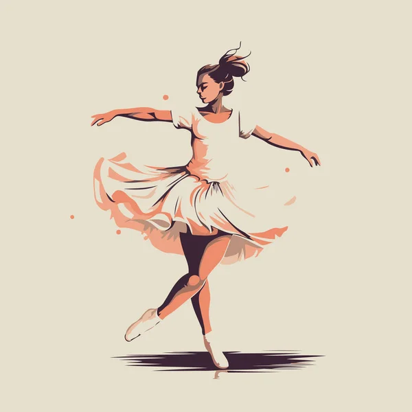 Красивая Балерина Белом Платье Векторная Иллюстрация — стоковый вектор