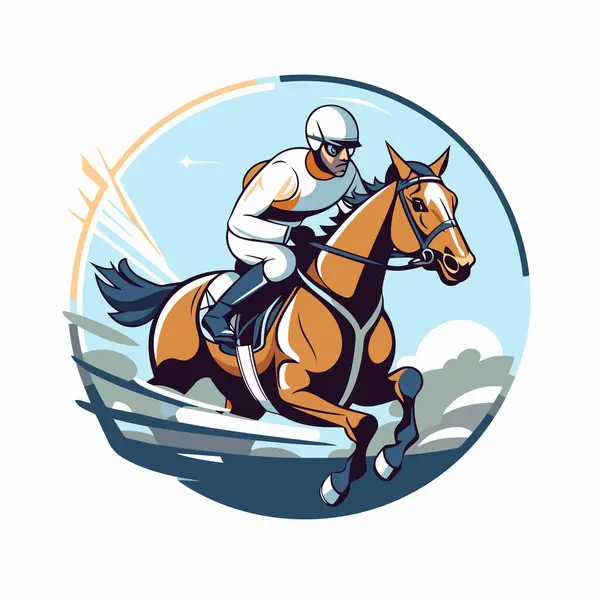 Jockey Riding Horse Track Vector Illustration Jockey Riding Horse Race — Stock Vector