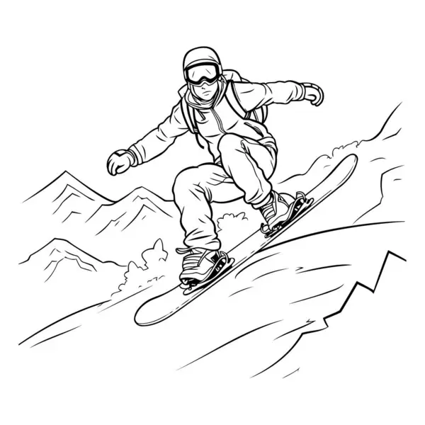 Snowboarder Ilustración Vectorial Salto Snowboarder — Vector de stock