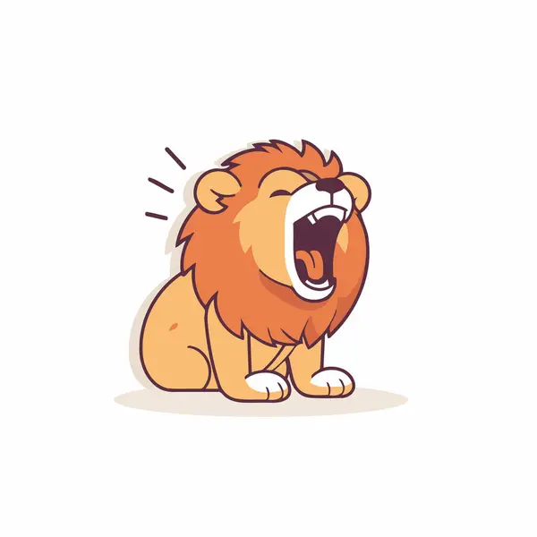怒っている漫画ライオン 白い背景に隔離されたベクトルイラスト — ストックベクタ
