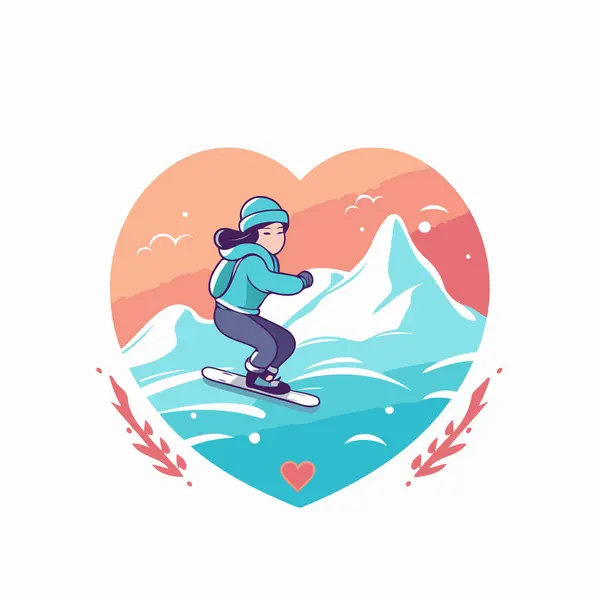 Snowboarder Forma Corazón Ilustración Vectorial — Archivo Imágenes Vectoriales