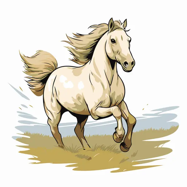 Horse Running Meadow Vector Illustration Your Design — Stock Vector