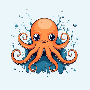 Çizgi film ahtapotu. Çizgi film ahtapotunun vektör çizimi.