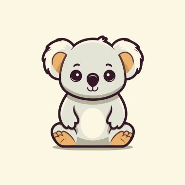 Yerde oturan sevimli koala. Vektör çizgi film illüstrasyonu.