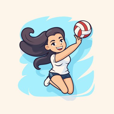 Voleybol oynayan bir kız. Voleybol oynayan bir kızın vektör çizimi.