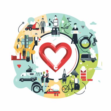 Dünya Sağlık Günü için düz tasarım vektör illüstrasyon kavramı