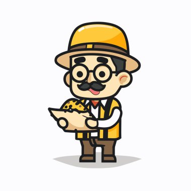 Şirin Çiftçi Çizgi Film Karakteri Maskot Tasarım Vektörü İllüstrasyonu.