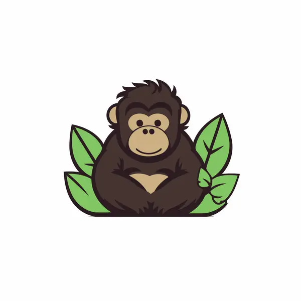 Шаблон Логотипа Chimpanzee Иллюстрация Вектора Обезьяны — стоковый вектор