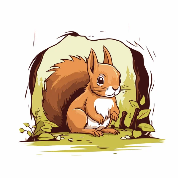 Squirrel Forest Vector Illustration Cute Squirrel — Stock Vector