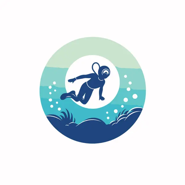 Diver Vector Logo Design Template Aquarium Icon Vector Illustration — Stock Vector