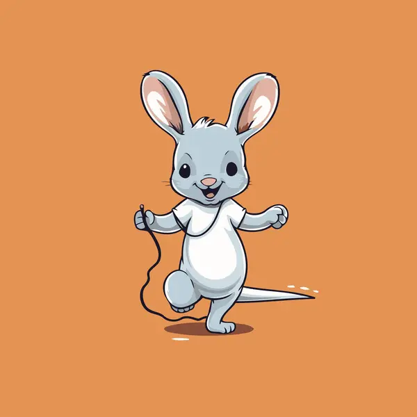 Cute Cartoon Rabbit Isolated Orange Background Vector Illustration — Stock Vector