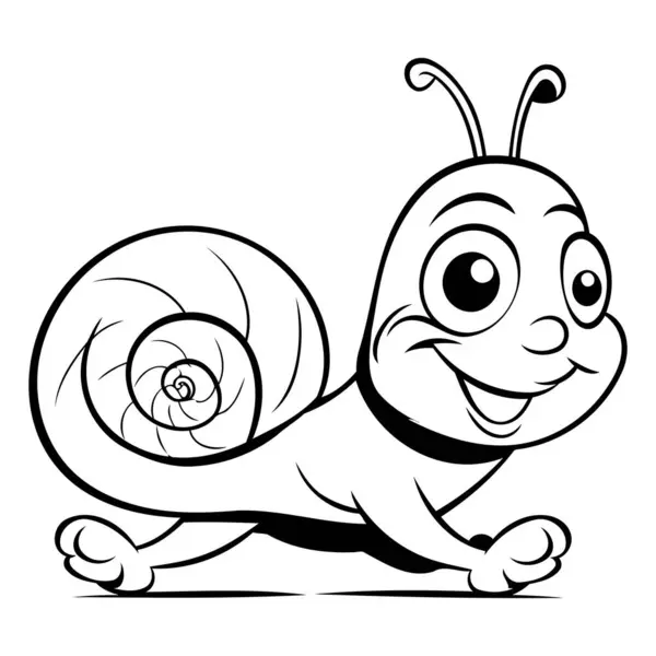 Black White Cartoon Illustration Funny Snail Animal Character Coloring Book — Stock Vector