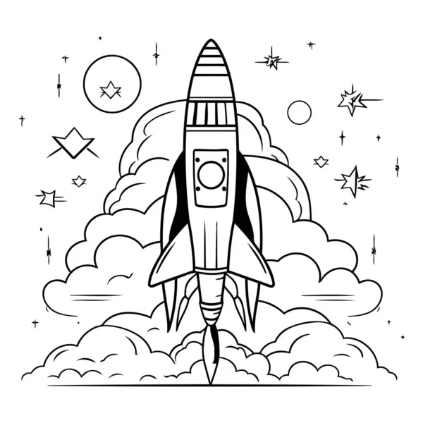 Rocket Cartoon Design Spaceship Start Shuttle Theme Vector Illustration — Stock Vector