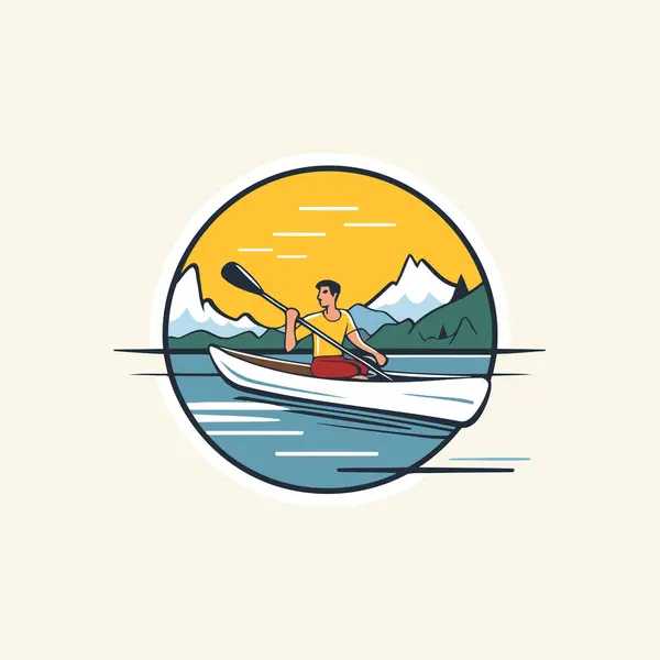 Kayak Canoë Illustration Vectorielle Dans Style Plat — Image vectorielle