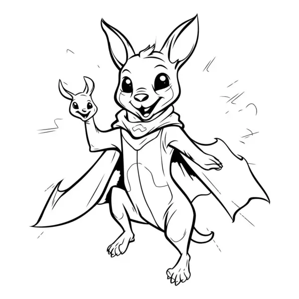 Cartoon Illustration Superhero Rabbit Comic Character Coloring Book — Stock Vector