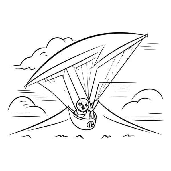 Paraglider Denizin Üzerinde Uçuyor Çizimi Vektör Illüstrasyonu — Stok Vektör