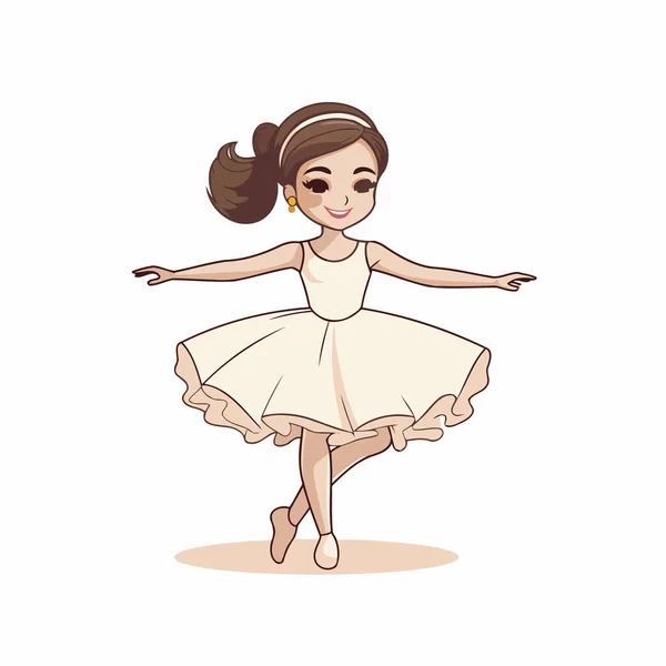 Carina Piccola Ballerina Tutù Bianco Illustrazione Vettoriale — Vettoriale Stock