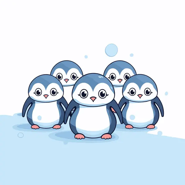 Pinguinfamilie Niedliche Zeichentrickpinguine Vektorillustration — Stockvektor