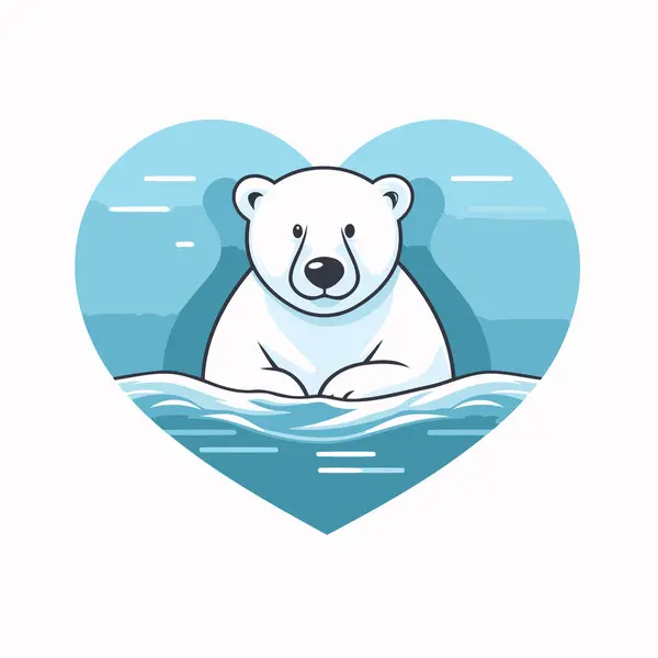 Niedźwiedź Polarny Wodzie Ilustracja Wektora Stylu Kreskówki — Wektor stockowy