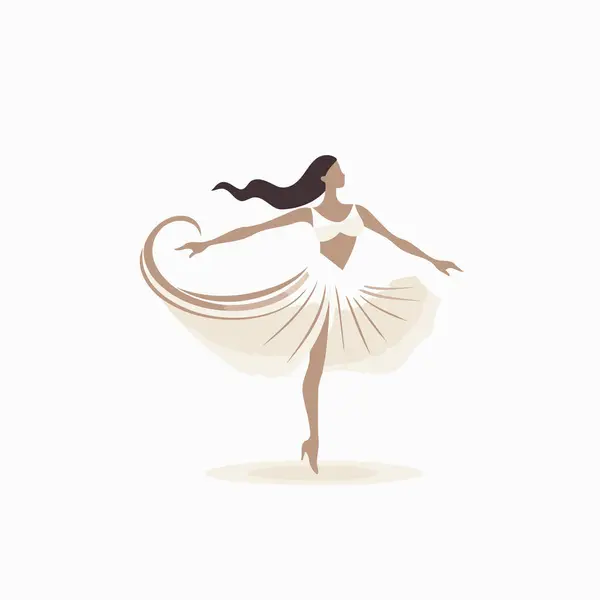 Baletní Tanečnice Vektorová Ilustrace Plochém Stylu Izolované Bílém Pozadí — Stockový vektor
