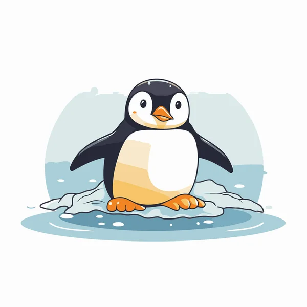 Netter Pinguin Auf Dem Eis Vektorillustration Cartoon Stil — Stockvektor