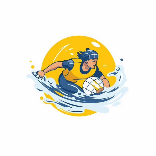 Illustration Vectorielle Joueur Water Polo Joueur Water Polo Avec Balle — Image vectorielle