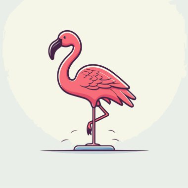 Pembe flamingo kaidede. Düz biçimli vektör illüstrasyonu