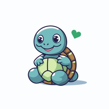 Şirin kaplumbağa çizgi film karakteri tasarımı. Vektör illüstrasyonu beyaz arkaplanda izole edildi