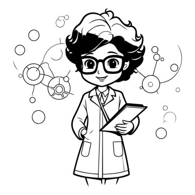 Kadın Bilimadamı veya Boyama Kitabı Profesörü 'nün Siyah ve Beyaz Çizgi Filmleri