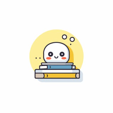 Kitaplardaki sevimli kardan adam. Düz biçimli vektör illüstrasyonu.