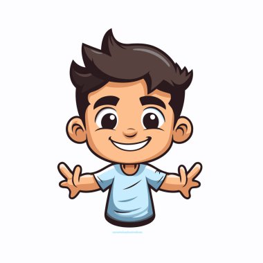 Beyaz arka planda izole edilmiş şirin çocuk çizgi filmi. Vektör illüstrasyonu.