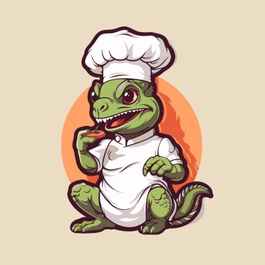 Tatlı çizgi film timsah şefi karakteri. Tasarımınız için vektör illüstrasyonu