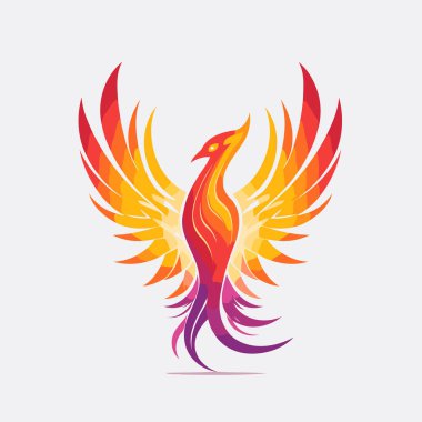 Phoenix kuş logo vektör ikonu tasarımı. Phoenix kuş logosu tasarım şablonu.