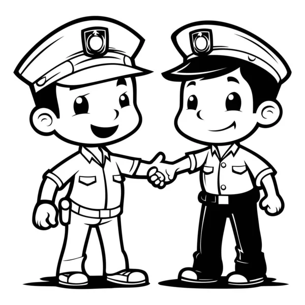 Politieagent Politieman Zwart Wit Cartoon Illustratie Vector — Stockvector